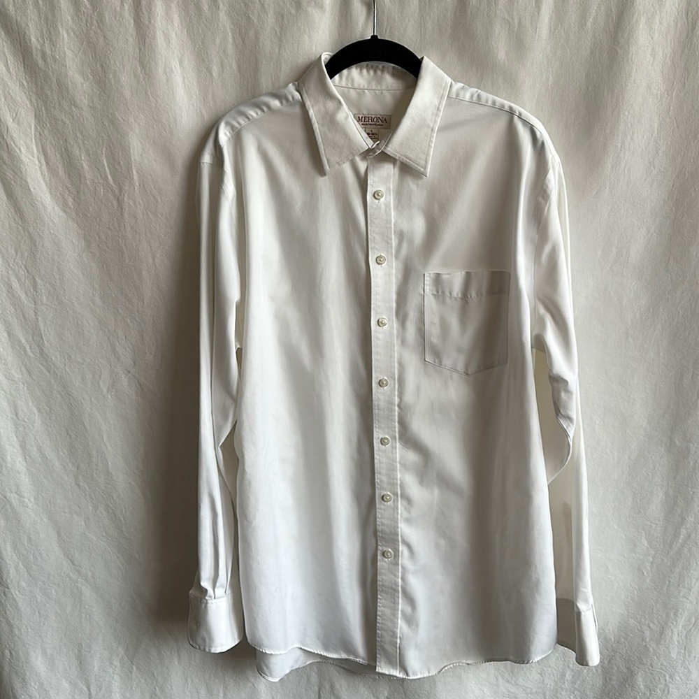 Merona men’s white button-down shirt, size L/16–16.5